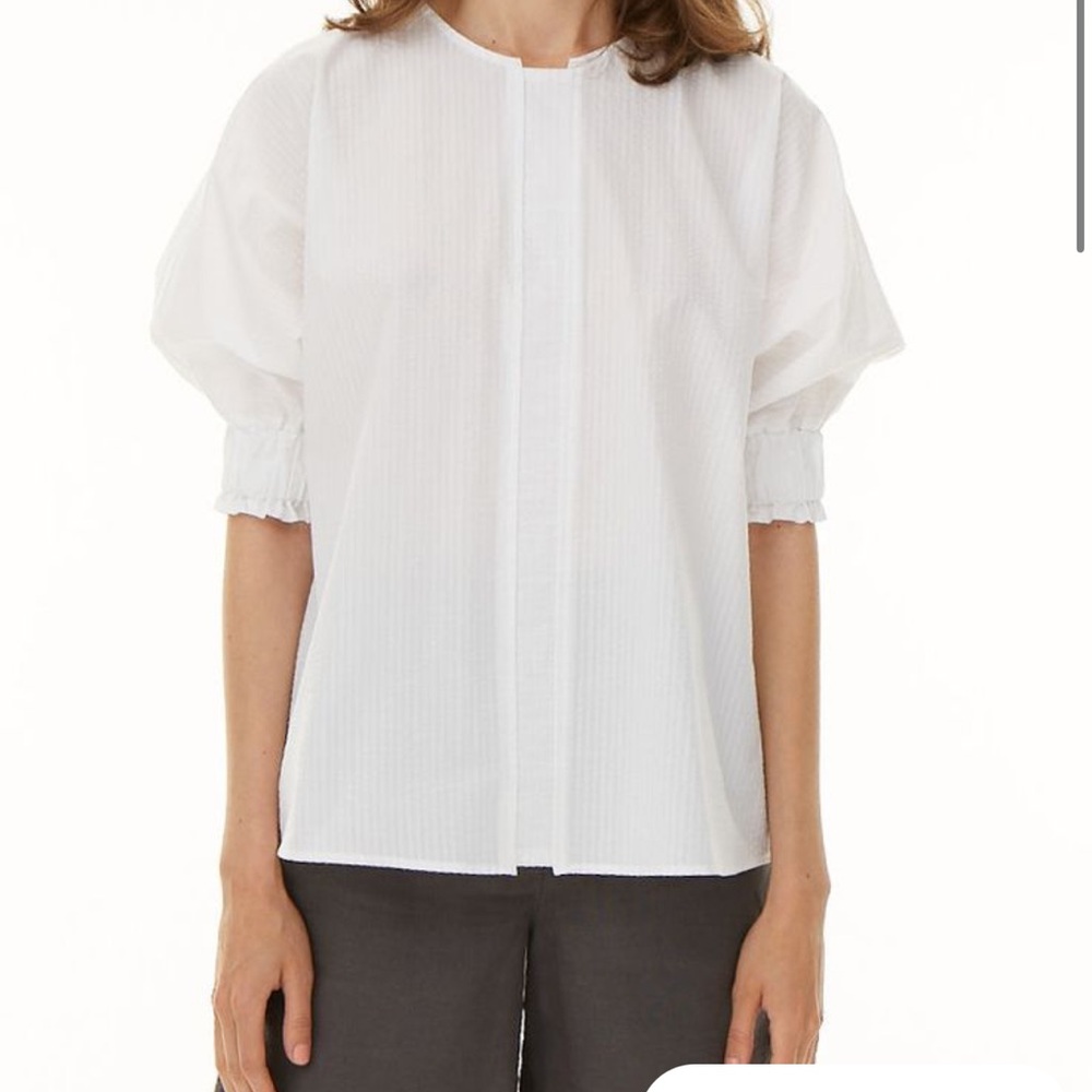 Harshman NWT Gilida Popover Blouse - Seersucker Elegant White Women's Top